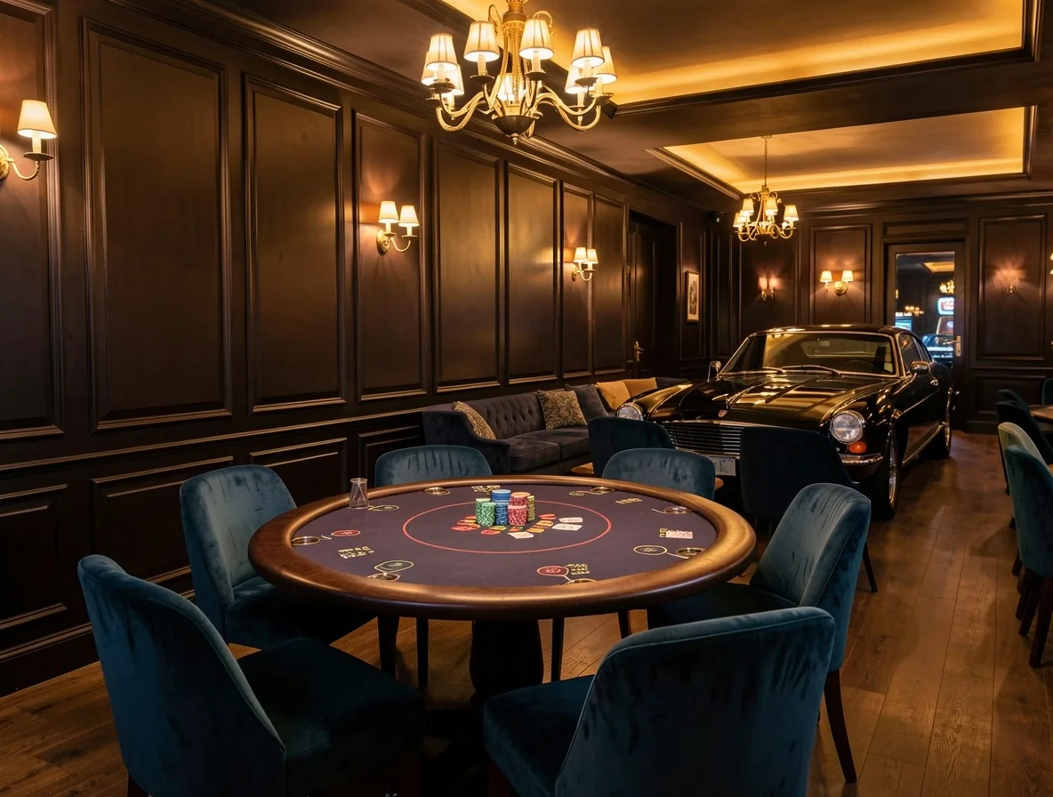 Interieur van de exclusieve poker lounge bij Montavixs Amsterdam